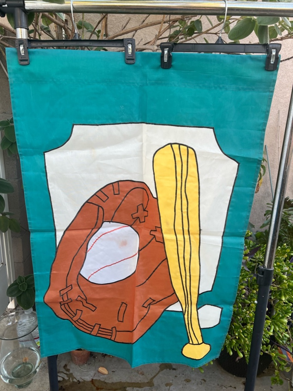 Teal Baseball Glove & Bat Wall Hanging